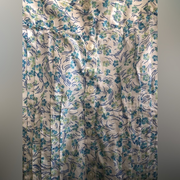 Vintage St. Johns Bay White and Blue Floral Tank Top 90s/Y2k Cottagecore Large - Picture 5 of 6